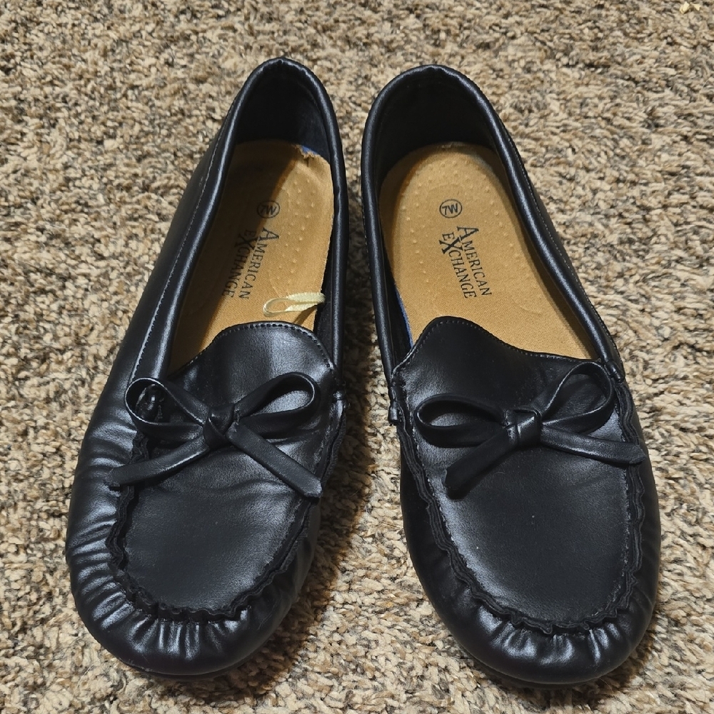 American Exchange Black Women's Loafer Shoes 7W